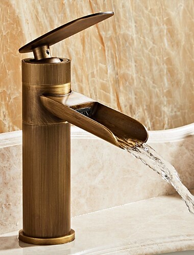  Robinet d'évier de salle de bain, robinets de bain monotrou à poignée unique avec interrupteur chaud et froid