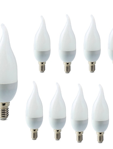  10ks e14 3w led svíčka žárovka svícen lustr lampa dekorace světlo teplé bílé studené bílé c35 c35l matné 220-240v