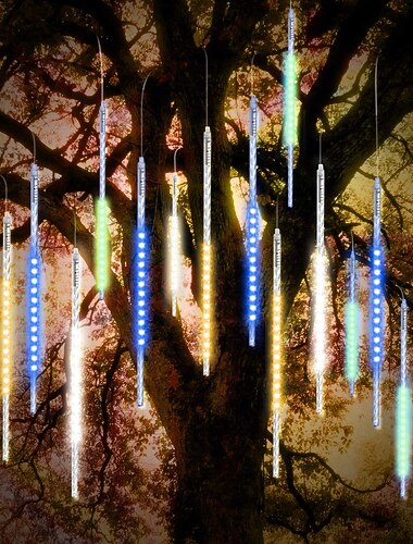  30CM*24 Sfeerverlichting Meteorregen Lichten 432 LEDs 3pcs Warm Wit RGB Wit Meteorregen Lichten Halloween Creatieve Waterdichte Decoratieve 100-240 V