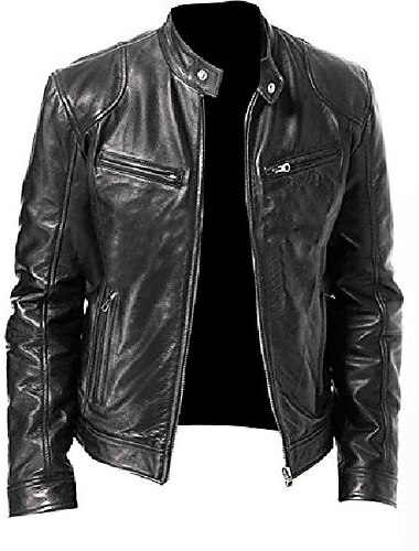  Voor heren Jas van imitatieleer Bikerjack Motorjas Thermisch Warm Regenbestendig Jasje bovenkleding Zwart Bruin