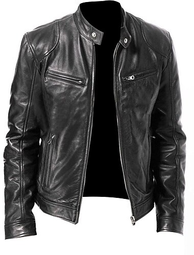  Herren Kunstlederjacke übergangsjacke Bikerjacke Alltagskleidung Thermowarm Regenfest Herbst Kunstleder Schwarz Braun Jacken
