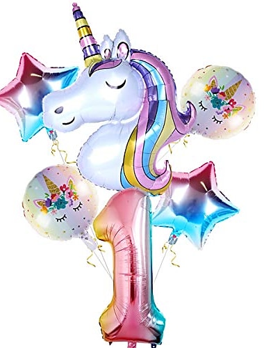  ballons de licorne pour les décorations de 1er anniversaire de fille, ballon numéro 1 de 32 pouces grand ballon de licorne arc-en-ciel pour décor de fête à thème licorne, première fête d'anniversaire