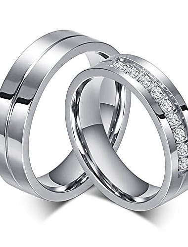  anéis de casal para ele e seu anel de promessa de aço inoxidável combinando princesa corte anel de noivado de casamento de noiva zircônia cúbica anel cz para mulheres homens adoram joias de noiva presentes para meninas