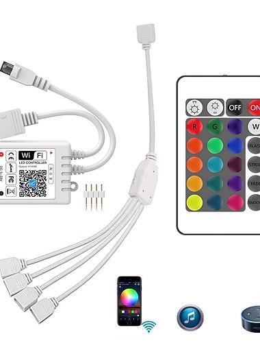  Zdm WiFi bezprzewodowy inteligentny kontroler LED współpracujący z systemem Android i iOS telefon komórkowy darmowa aplikacja dla RGB LED Light 5V do 28V DC 4A jest dostarczany z jednym 24-klawiszowym