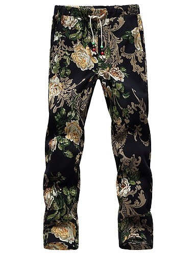  Voor heren Jogger Broek Zomerbroek Wijde broek Strandbroeken Trekkoord Elastische taille Recht been Grafische prints Bloemenprint Yoga Sportschool Klassieke Stijl Boho K001 K002