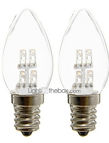  2 stuks 1 W LED-kaarslampen 20 lm E12 C35 4 LED-kralen DIP LED Decoratief Warm wit Wit 110-240 V.
