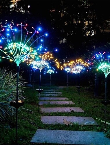  LED-Solar-Feuerwerk-Lichterkette, wasserdichte Löwenzahn-Dekoration für Weihnachtsgärten&amp; Terrassen