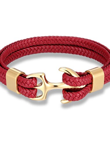  bracciale da uomo, robusto bracciale in pelle di vacchetta, bracciale avvolgente con ancora vintage multistrato - blu con ancora argento