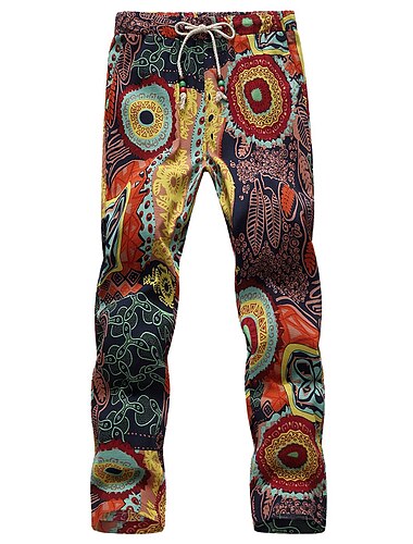  Per uomo Pareggiatore Pantaloni Pantaloni estivi Pantaloni larghi Pantaloni da spiaggia A cordoncino Vita elastica Gamba dritta Stampe astratte Floreale Yoga Palestra Classico Boho K001 K002
