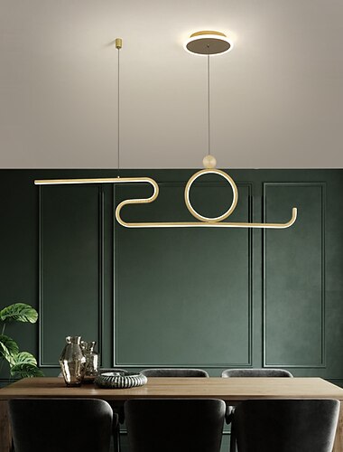  90 cm led hanglamp nordic island style uiterst eenvoudig modern goud zwart sfeer persoonlijkheid eettafel lange bar taipei europees kantoor restaurant