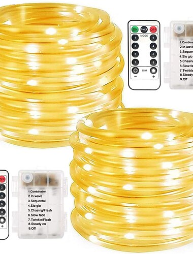  led repljus utomhus strängljus batteridriven med fjärrkontroll 8 lägen 400-200-100led färgbyte vattentät led strängljus fe lampor för julfest camping dekor