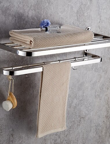  multifunktionaler handtuchhalter faltbar modernes edelstahl badregal mit haken wandmontage silber 1 st