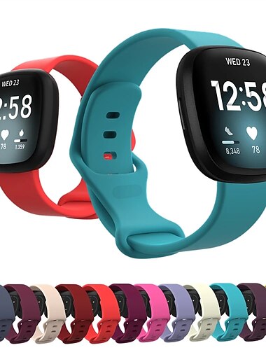  Smartwatch-Band Kompatibel mit Fitbit Versa 3 Sense Silikon Smartwatch Gurt Elasthan Atmungsaktiv Sportarmband Ersatz Armband