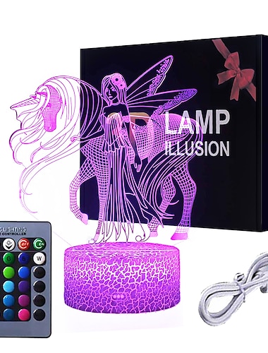  unicornio 3d luz de noche para niños lámpara de ilusión niños 16 colores lámpara cambiante control remoto táctil inteligente suministros para fiestas como cumpleaños idea de regalo de navidad para