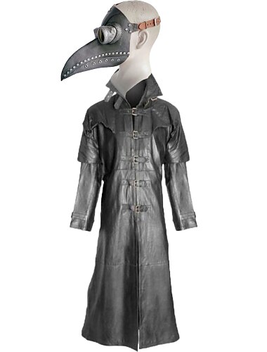  Natale Moda Raffinato Cappotto Mascherata Trench Medico della peste Tinta unica Per uomo Halloween Carnevale Mascherata Feste Halloween Adulti Cappotto