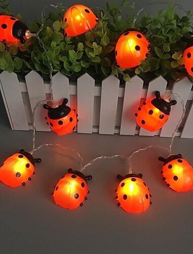  nyckelpigor ledstränglampor älvljus 3m 20leds 1,5m 10leds batteridrivet utomhus trädgårdstaket jul halloween krans semester dekorativ