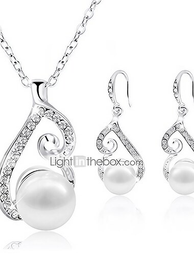  sieraden set vergulde faux parel hanger ketting bengelen oorbel stud set geschenken voor vrouwen
