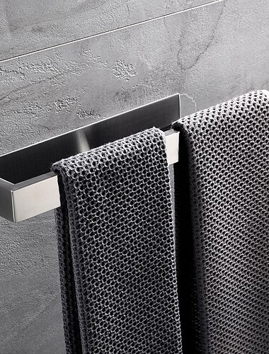  Badezimmer-Hardware-Zubehörset beinhaltet Kleiderhaken, Handtuchhalter, Handtuchhalter, Toilettenpapierhalter, selbstklebender gebürsteter Edelstahl silbern