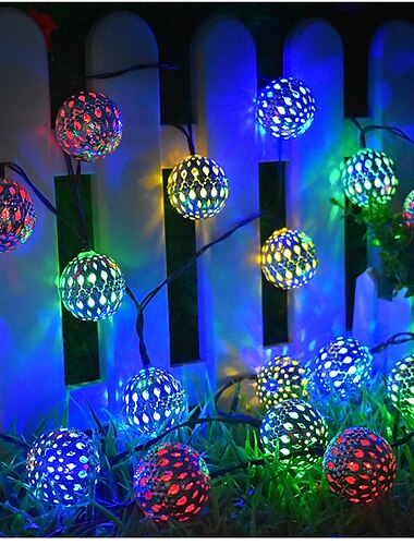  marockansk boll utomhuslampor solslinga ljus 5/7/10m 20/30/50leds klot fairy lights lykta flerfärgad varmvit vit rgb för utomhus trädgård gård uteplats julgransfest