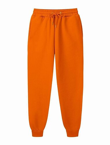  Men's Fleece Pants Sweatpants Joggers Winter Pants Trousers Side Pockets Elastic Waist Fleece Solid Color Comfort Warm Daily Casual Navy Apricot