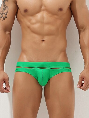  Herren Bademode Badehosen Ausgeschnitten Einfarbig Strand Schwimmbad Sport Sexy Hellblau Schwarz Mikro-elastisch