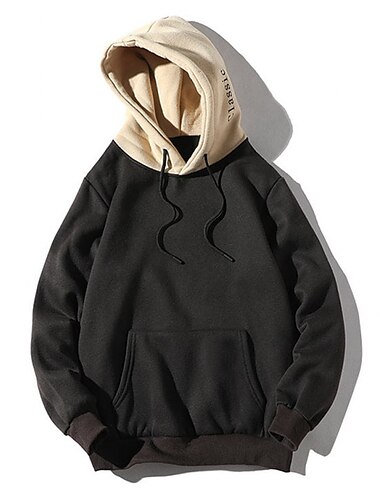  Herr Huvtröja Grön Blå Rubinrött Brun Beige Huva Ensfärgat Grafisk Framficka Häftig Ledigt Essentiellt Vinter Kläder Pull Tröjor Långärmad Lös passning