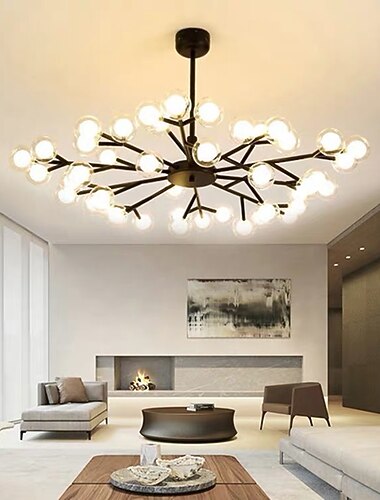  113cmのLEDシャンデリアノルディックブラックゴールドグロブルデザインメタル塗装仕上げモダン110-120v220-240v