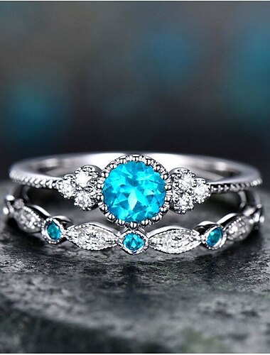  2St Bandring Ring For Damen Abiball Verabredung Strass Aleación Vintage-Stil