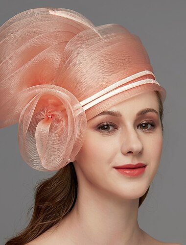  Fascinatorer Vintage Stil Elegant  Luksuriøs Tyll Hat Hodeplagg med Fjær Blomst Trim 1 PC Bryllup Hestevinsj Damer Dag Hodepynt kles å imponere Racedag Kjole