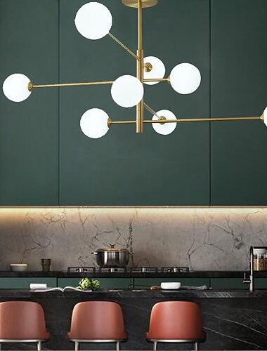  105 cm led lustr zlaté závěsné světlo v severském stylu led design sputnik koule sklo stínidlo kov moderní styl galvanicky 110-120v 220-240v