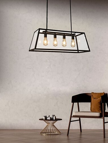  4 világos 78 cm-es csillár fémüveg-sziget / ipari festett felületek retro vintage / ország 110-120v / 220-240v