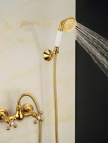  Shower Faucet Set Handshower Included Vintage Style/Country Brass/Electroplated Mount Outside Ceramic Valve Bath Shower