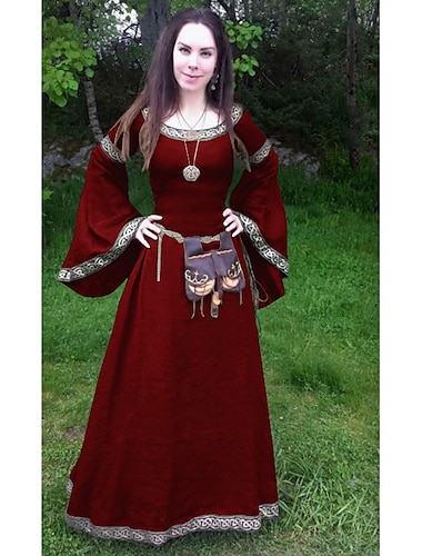  Klassisch & Zeitlos Mittelalterlich Cocktailkleid Knöchellänge Kleid Abschlussballkleid Tunikakleid Ren Faire Wikinger Outlander Übergrössen Rundhals Damen Weiblich Keltisch Halloween Karneval