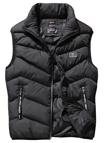  Herren Steppweste Gilet Wandern Thermowarm Packbar Atmungsaktiv Winter Herbst Einfarbig Schwarz Rote Marineblau Grau Pufferjacke