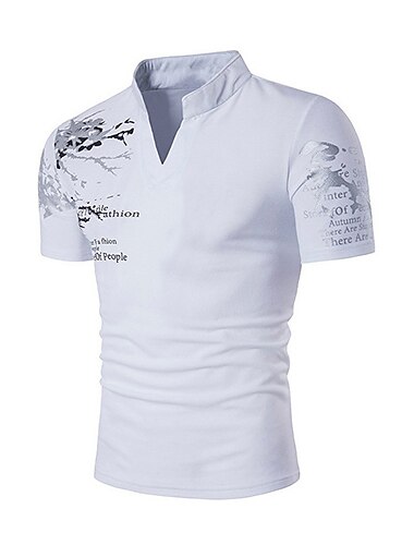  Męskie Podkoszulek Koszula Graficzny Równina Kołnierz stawiany Sport Wyjściowe Krótki rękaw Nadruk Odzież Bawełna Boho