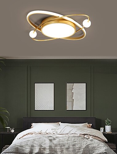  50/60 cm led οροφή φωτός χρυσός πλανήτης σχεδιασμός μοντέρνα γεωμετρικά σχήματα flush mount lights μεταλλικά βαμμένα φινιρίσματα Χριστουγεννιάτικη διακόσμηση 110-120v 220-240v