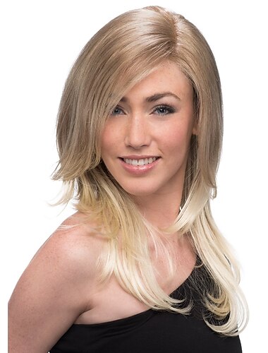  graue perücken für frauen synthetische perücke lockig natürlich gerademit pony perücke blond mittellang hellblond silbergrau blond synthetischer hai