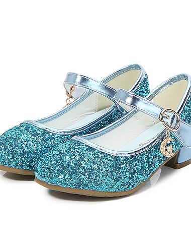  حذاء ماري جين لامع للبنات - حذاء رسمي لامع بكعب منخفض مع حزام وسحر للحفلات والمناسبات الخاصة