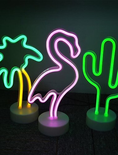  Flamenco árbol de coco decoración de cactus luz de noche decoración de Navidad de Año Nuevo pilas aa alimentadas por usb 1 ud.