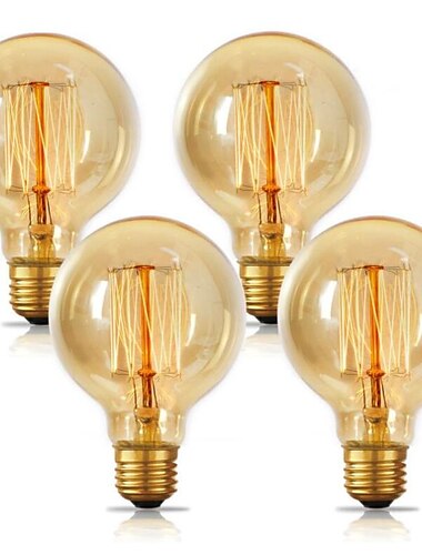  40W Edison Vintage Incandescent Light Bulb Dimmable E26 E27 G80 Candelabra Cage Filament Amber Warm White for Lighting Fixture 220-240V