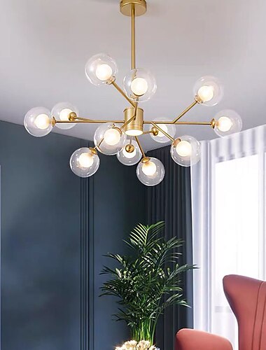  9/12/15/18 Têtes LED Lustre Nordic Or Pendentif Lumière Globe Desgin Plafonniers En Métal Peint Finitions Décoration De Noël Moderne 110-120V 220-240V