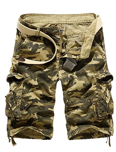  Voor heren Cargoshorts korte broek Werkshorts Wandelshorts Meerdere zakken Camouflage Kleur Alledaagse kleding Streetwear Katoen Klassiek Casual Leger groen Grasgroen