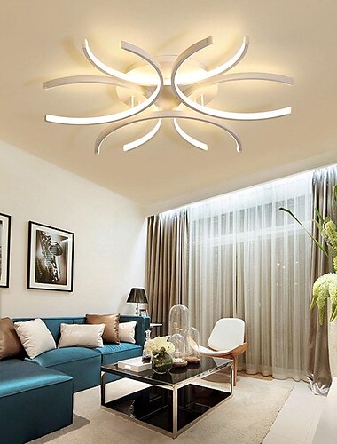  60cm LED Plafonnier Moderne Nordique Géométrique Formes De Fleurs Élégant Plafonnier Lumineux Salon Salle À Manger Chambre Métal Peint Finitions