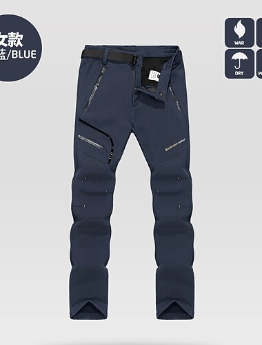  Pantalon de neige de ski de montagne de randonnée imperméable coupe-vent en plein air pour femmes, pantalon doublé en polaire à coquille souple # 0926f-bleu, nous m