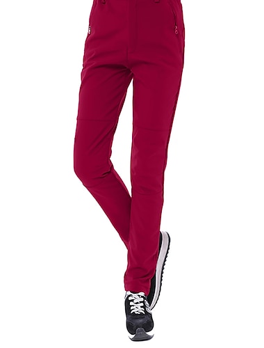  Damen Wanderhose Wanderhosen Fleece-gefütterte Hose Softshellhosen Winter Außen Slim Fit warm Fleece-Futter Wasserdicht Windundurchlässig Hosen / Regenhose Unten Schwarz Rot Spandex Campen und