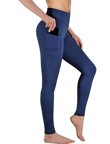  Damen Strumpfhosen Leggins Dunkelgray Marineblau Schwarz Mittlere Taillenlinie Basic Sport Yoga Fitness Fitnessstudio Mikro-elastisch Knöchellänge Bauchkontrolle Einfarbig XS S M L XL / Übergröße