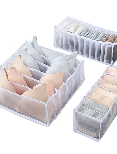  3 teile/satz faltbare aufbewahrungsbox socken magie mesh transparent karierten stoff künstler hause bh unterwäsche finish box