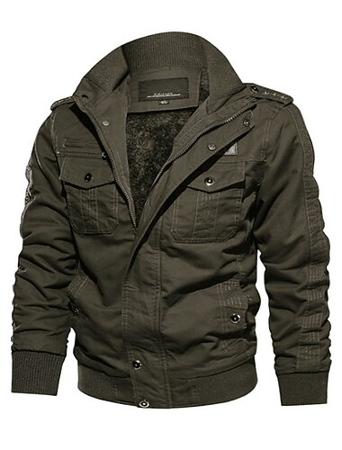  رجالي جاكيت شتوي معطف شتوي فضفاض مناسب للبس اليومي الخريف الشتاء الجيش الأخضر أسود كاكي جاكتس