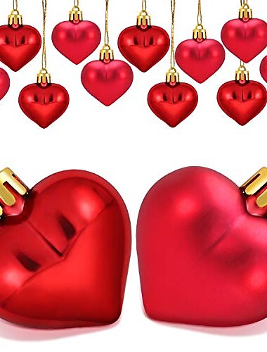  24 piezas de adornos en forma de corazón, adorno de corazón para decoración del día de San Valentín, 2 estilos