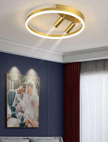  40 cm luz de techo led nórdico moderno diseño de círculo de oro negro luces de montaje empotrado acabados pintados de metal inspirado en la naturaleza 220-240 v